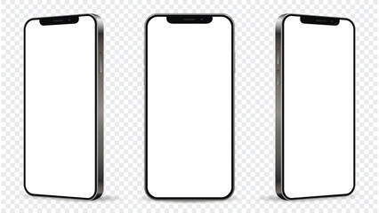 Wall Mural - realistic smartphone mockup. mobile phone vector isolated on transparent background.