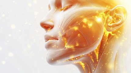Aufkleber - Detailed anatomical illustration highlighting facial muscles and contours for educational purposes. Generative AI
