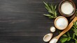 © Generative AI - Organic cooking ingredients on dark wooden table for healthy culinary preparation : Generative AI