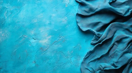 Leinwandbilder - Vibrant Turquoise Texture with Flowing Fabric for Artistic Backgrounds and Designs : Generative AI