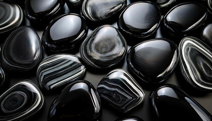 close up of black and shiny stone