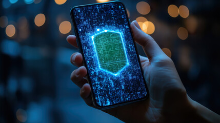 digital privacy shield in hand