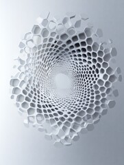 Leinwandbilder - Geometric design with hexagonal patterns creating a mesmerizing spiral effect on a light background. Generative AI