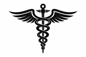 caduceus medical symbol on a black background