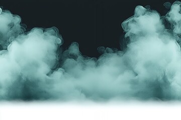 Wall Mural - Abstract Teal Smoke Clouds Swirling Mist Background Design Texture Digital Art Graphic fog haze airy