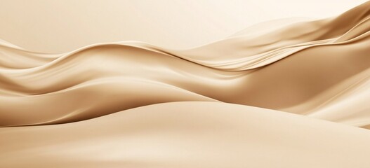 Wall Mural - Elegant Beige Abstract Silk Waves Background Texture Design 3d art soft gold pale cream drape curve