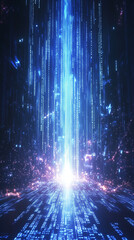 Blue binary data cyberspace background