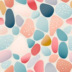 there is a colorful pattern of hearts and dots on a white background