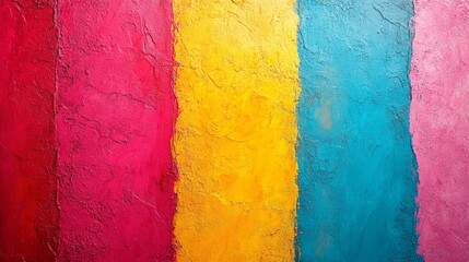 Wall Mural - A colorful wall with a yellow stripe in the middle