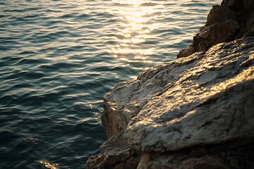 Wall Mural - Golden Sunset on Coastal Rocks