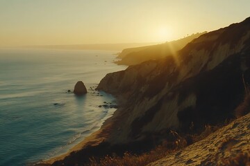 Wall Mural - Golden Sunset Coastline View