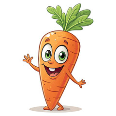 Wall Mural - carrot cartoon character mascot isolated on transparent background, Gnereatie AI PNG.