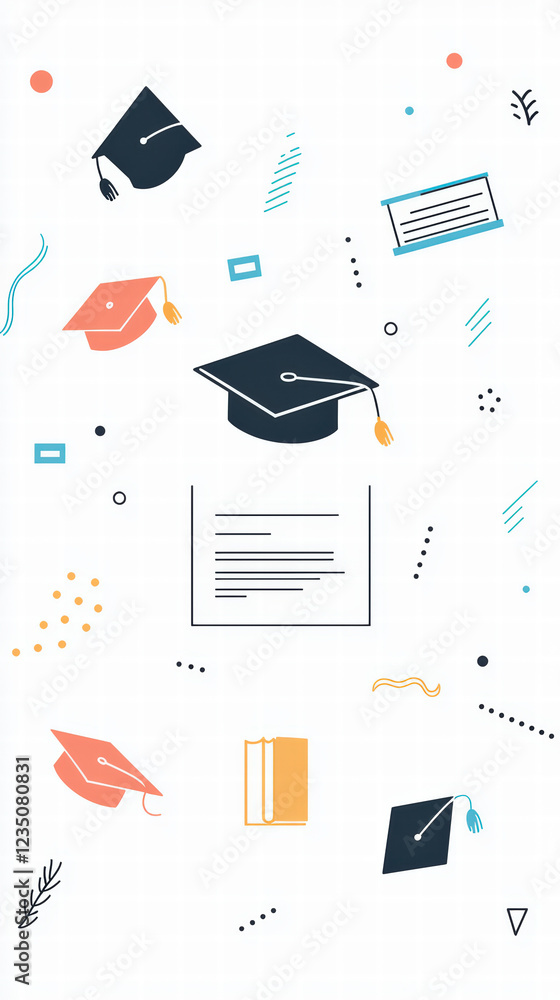 Academic Graduation Design Graduation Ceremony: Minimalistic academic design of graduation caps ...