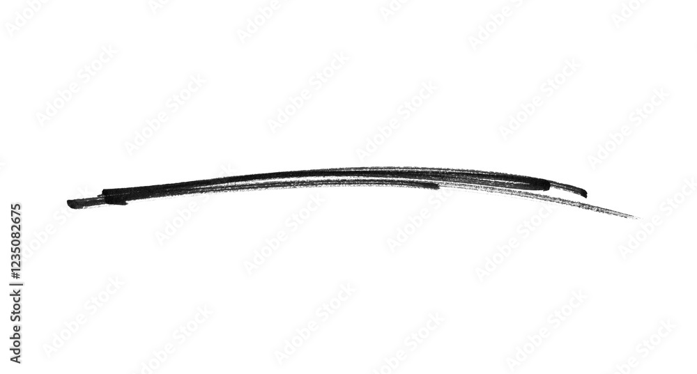 Black Abstract Brush Stroke, Isolated Marker Lines on Transparent ...