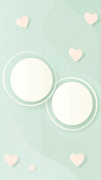 Minimalist Love: Simple heart-shaped and circular elements coalesce, whispering the silent language of affection, in a composition rendered with delicate texture and pastel hues.