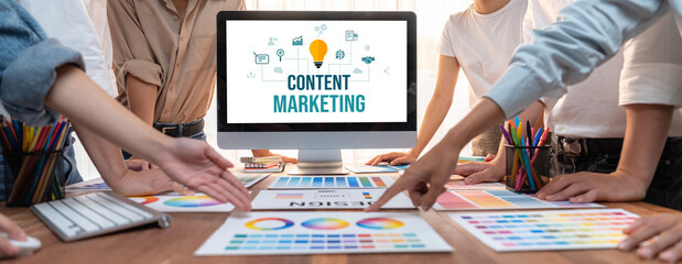 Fototapete - Content marketing for brisk online business and e-commerce marketing strategy