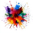 © Anton Shpak - A colorful explosion of paint splatters on a white background