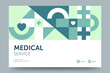 © alexandertrou - Medical and Healthcare banner design. Medical abstract background with geometric pattern and place for your text. Ideal for social media, poster, ad, print. Vector illustration