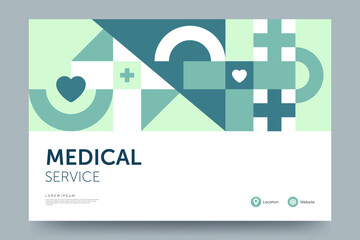 Poster - Medical and Healthcare banner design. Medical abstract background with geometric pattern and place for your text. Ideal for social media, poster, ad, print. Vector illustration