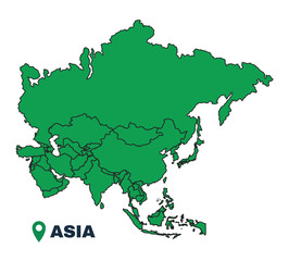  Asia simple flat vector illustration map