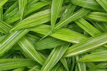 Wall Mural - Close-up of Lush Green Leaves with Water Drops