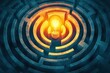 © FocusFusion - Maze with glowing bulb at core symbolizing clarity amidst complexity