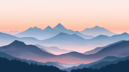 Poster - Breathtaking twilight landscape featuring majestic mountain peaks shrouded in ethereal colorful clouds serene and peaceful atmosphere with a dramatic moody ambiance. Ethereal Landscape. Illustration