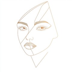 Leinwandbilder - Silhouette of a womans face featuring golden ratio lines highlighting beauty and proportion in an artistic representation. Generative AI