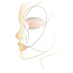 Leinwandbilder - Silhouette of a womans face featuring golden ratio lines creating an artistic representation of beauty and balance. Generative AI