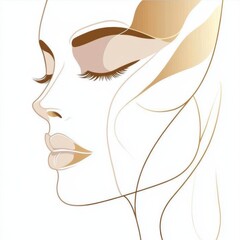 Leinwandbilder - Silhouette of a womans face highlighted by golden ratio lines in an artistic design. Generative AI