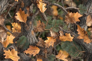 Wall Mural - Realistic camouflage seamless pattern. Hunting camo for cloth, weapons or vechicles.