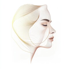 Fototapete - Silhouette of a womans face featuring golden ratio lines in elegant design. Generative AI