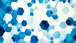 © Thiago - Blue hexagon pattern with varying sizes and shapes on a white canvas, color blocking, abstract expressionism. Abstract Expressionism. Illustration