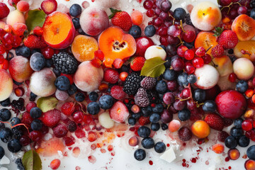 Wall Mural - Colorful types of fruit in a minimalist still life