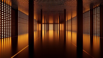 In a futuristic information technology setting, the blockchain concept is depicted with big data and binary code, showing the transfer of data through interconnected blocks that form a cryptocurrency