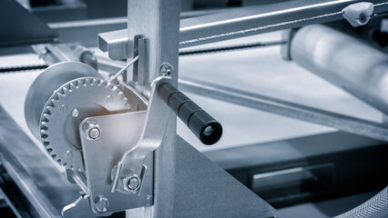 Poster - Mechanical winch with handle and gear transmission as a drive in a mechanical machine