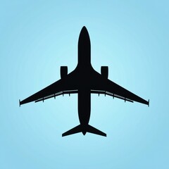 Poster - Silhouette of an airplane flying against a clear blue sky at sunset with smooth, elegant lines representing flight aesthetics. Generative AI