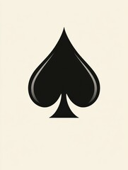 Fototapete - Black spade symbol on cream background reflecting simplicity and elegance with its bold design. Generative AI