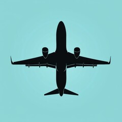 Fototapete - Silhouette of an airplane in flight against a blue background showcasing sleek design and modern aviation technology. Generative AI