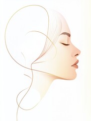Leinwandbilder - Silhouette of womans face featuring golden ratio lines for artistic representation and design elegance. Generative AI