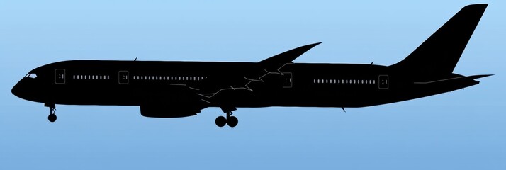 Aufkleber - Silhouette of a sleek airplane flying against a clear blue sky at sunset. Generative AI