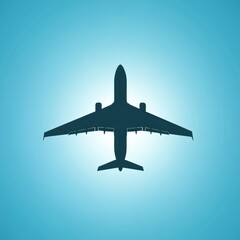 Aufkleber - Clean line silhouette of an airplane soaring through a bright blue sky during the day. Generative AI