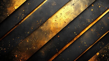 Wall Mural - 4k Abstract luxury black and grey gradient backgrounds featuring animated golden metallic stripes. Elegant horizontal banner with space for copy. Dark 3D backdrop