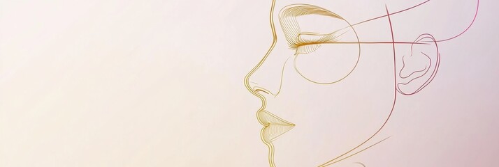 Leinwandbilder - Silhouette of a womans face illustrated with golden ratio lines for artistic exploration and design inspiration. Generative AI