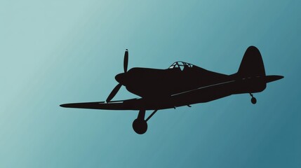 Poster - Silhouette of an airplane soaring against a serene blue background during twilight hours. Generative AI