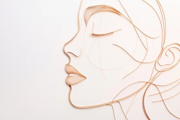 Aufkleber - Silhouette of a womans face intersected with golden ratio lines emphasizing beauty and symmetry at sunset. Generative AI