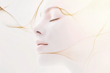 Aufkleber - Exploring the beauty of a womans silhouette featuring golden ratio lines for artistic inspiration. Generative AI