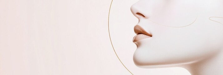 Aufkleber - Silhouette of a womans face featuring golden ratio lines for artistic emphasis on beauty and proportion. Generative AI