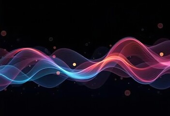 Wall Mural - Abstract colorful waves on a black background. 