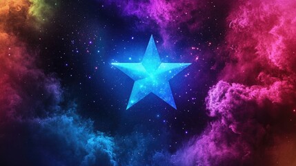 Canvas Print - Colorful Star in Cosmic Background